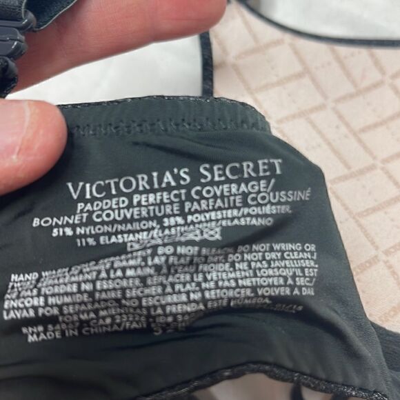 Victoria Secret Padded Perfect Coverage Heathered Black Bra. Size 32B. - Picture 9 of 10